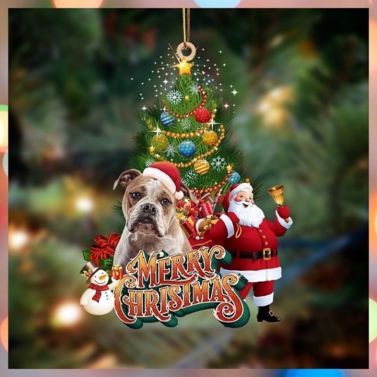 American Bulldog Santa Claus Christmas hanging ornament 13