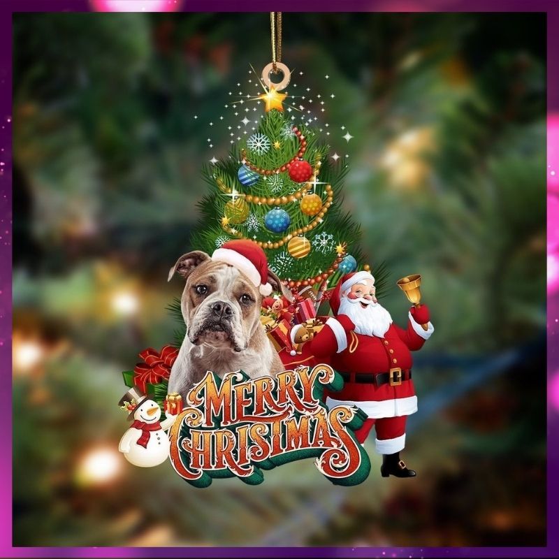American Bulldog Santa Claus Christmas hanging ornament 6