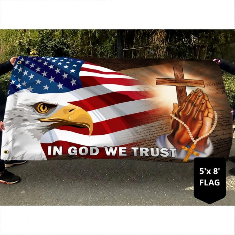 American Eagle In God We Trust Jesus Cross flag 12