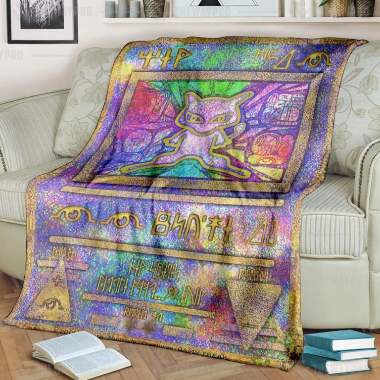 Ancient Mew Holo Pokemon fleece blanket, rug, tumbler 20