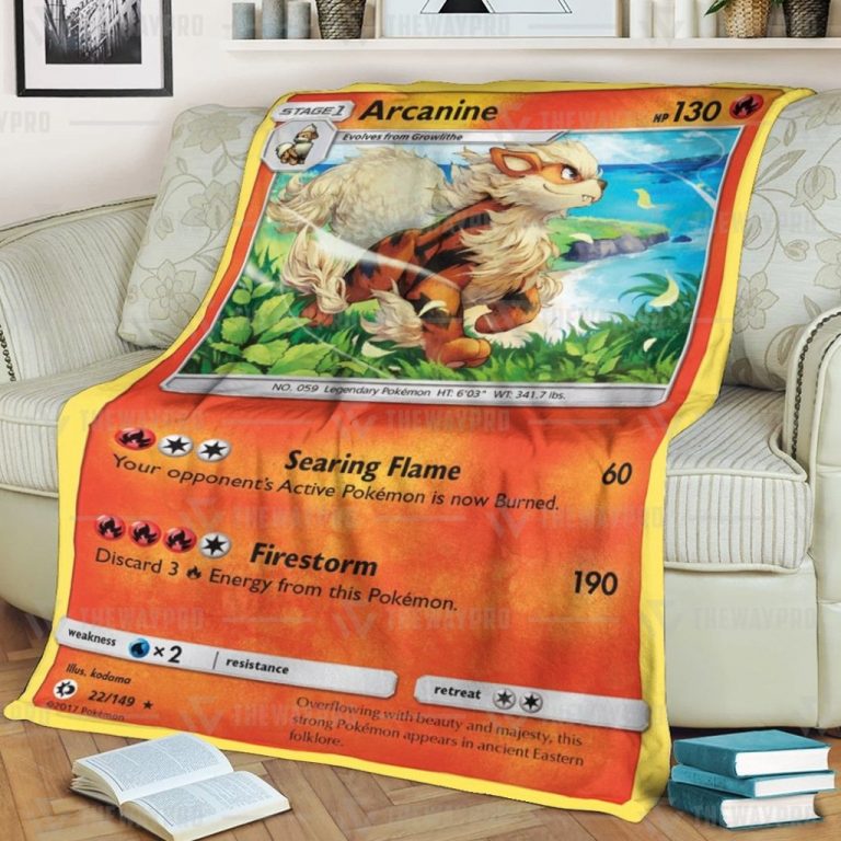 Arcanine Pokemon fleece blanket, rug 12