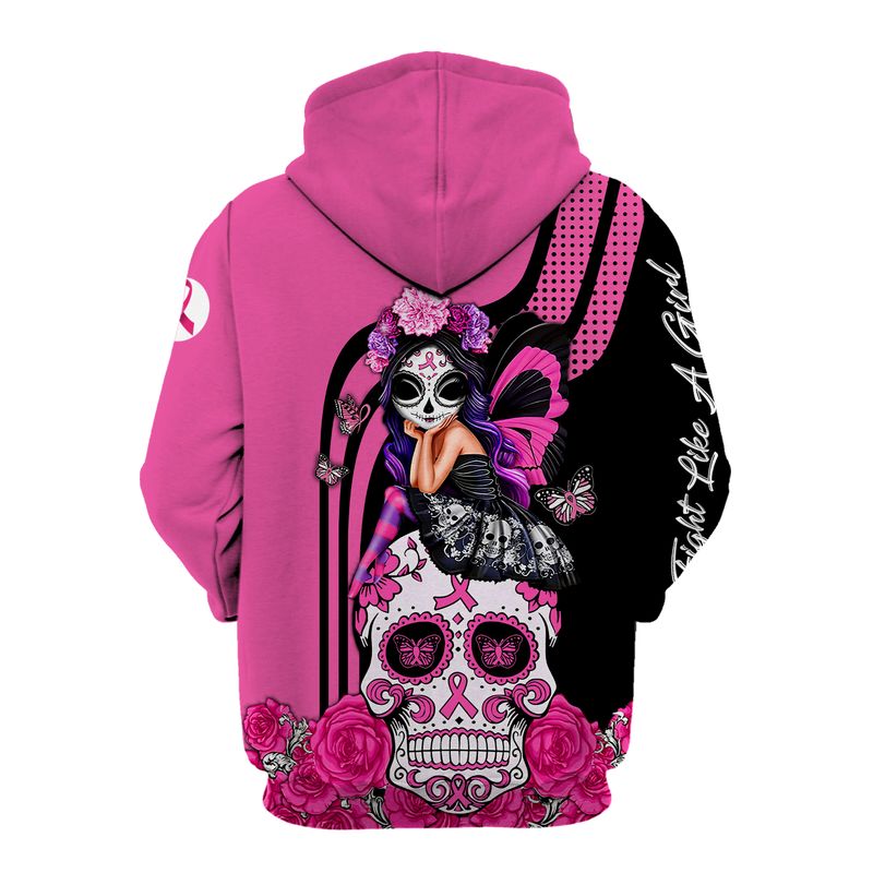 August Sugar Skull Fairy Fight Like A Girl Breast Cancer Awareness 3d shirt, hoodie 8