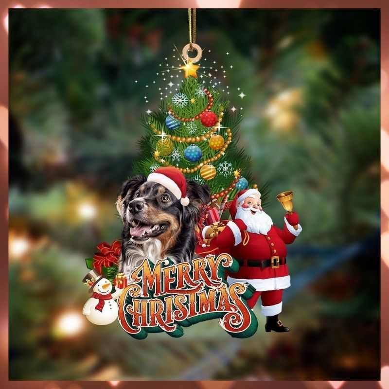 Australian Shepherd Santa Claus Christmas hanging ornament 1