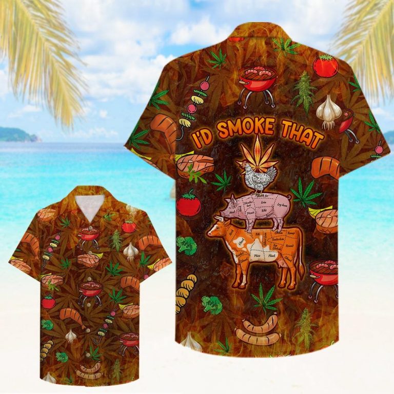 BBQ I'd Smoke That chicken pig beef Hawaiian shirt 12