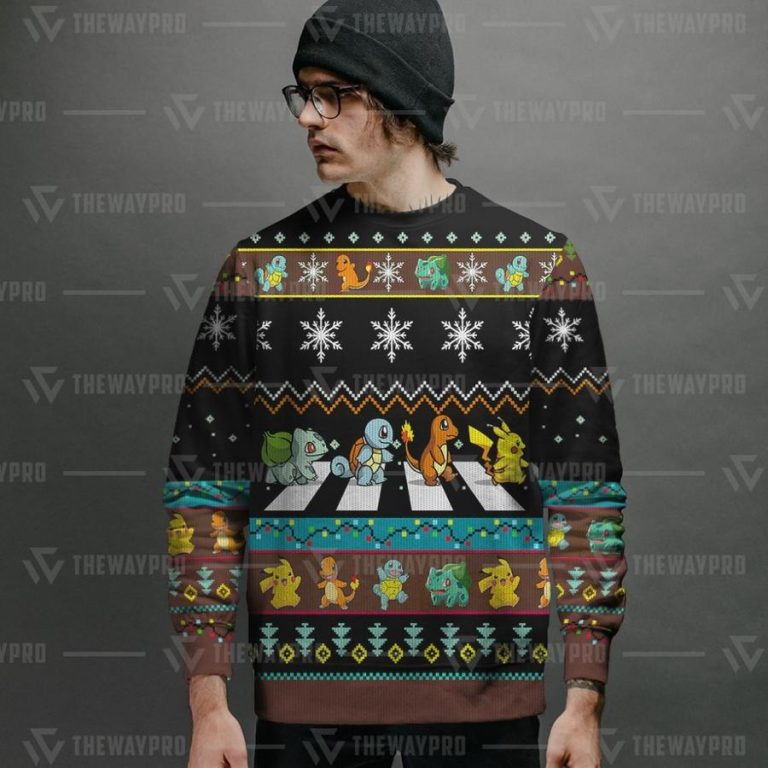BEST Abbey Road Crossing Pokemon Christmas sweater, sweatshirt 12