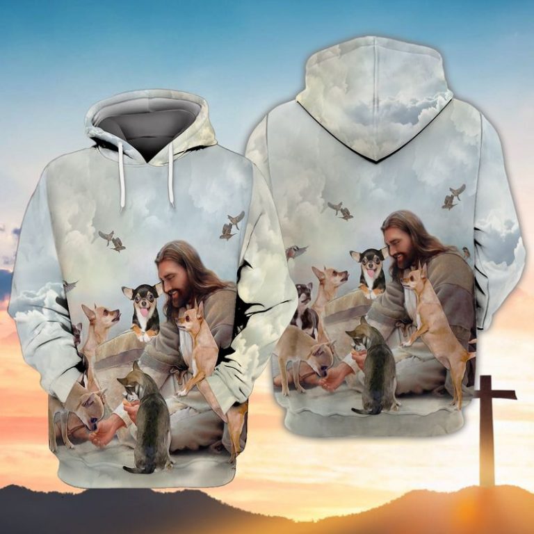 God surrounded by Chihuahua 3d shirt, hoodie 12