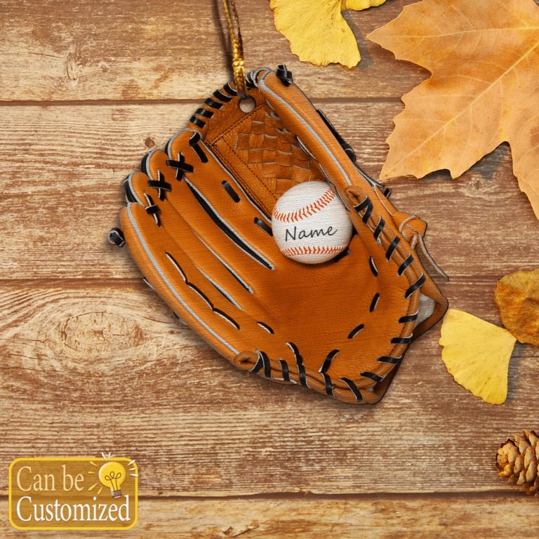 Baseball Gloves custom personalized name hanging ornament 14