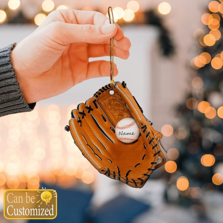 Baseball Gloves custom personalized name hanging ornament 16