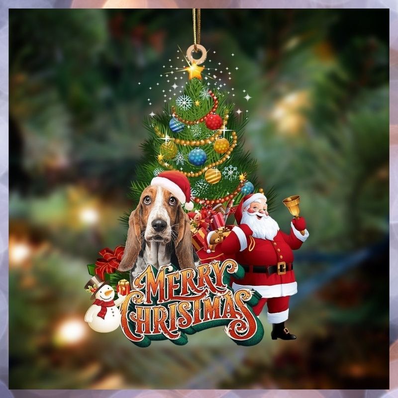 Basset Hound Santa Claus Christmas hanging ornament 6