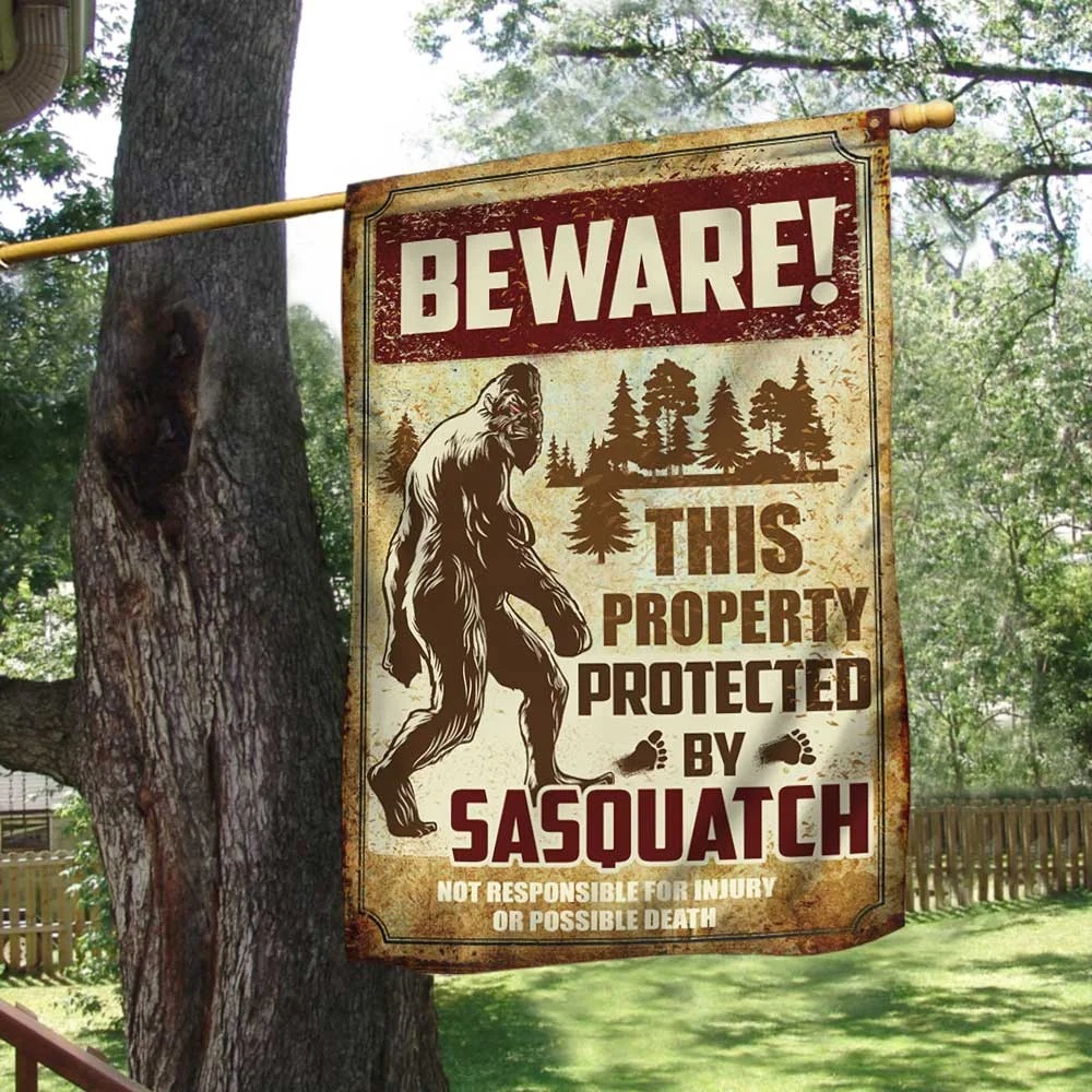 Bigfoot Beware This Property Protected By Sasquatch Flag 7
