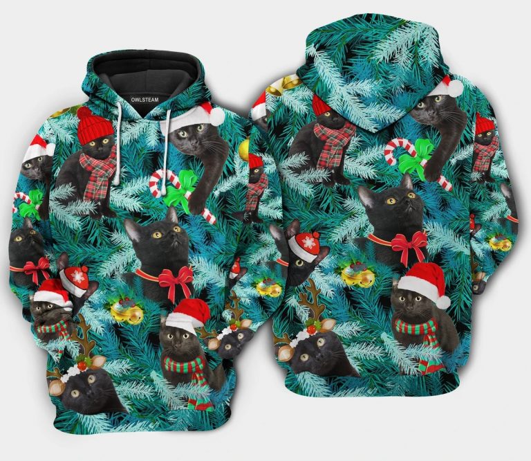 Black Cat Merry Christmas 3d hoodie 6