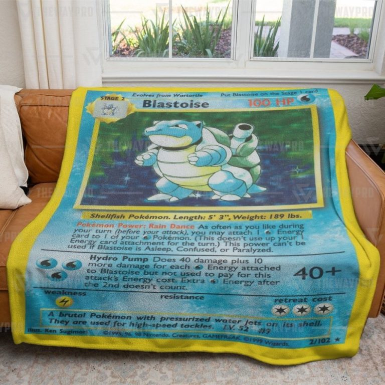 Blastoise Card Pokemon fleece blanket, rug 16