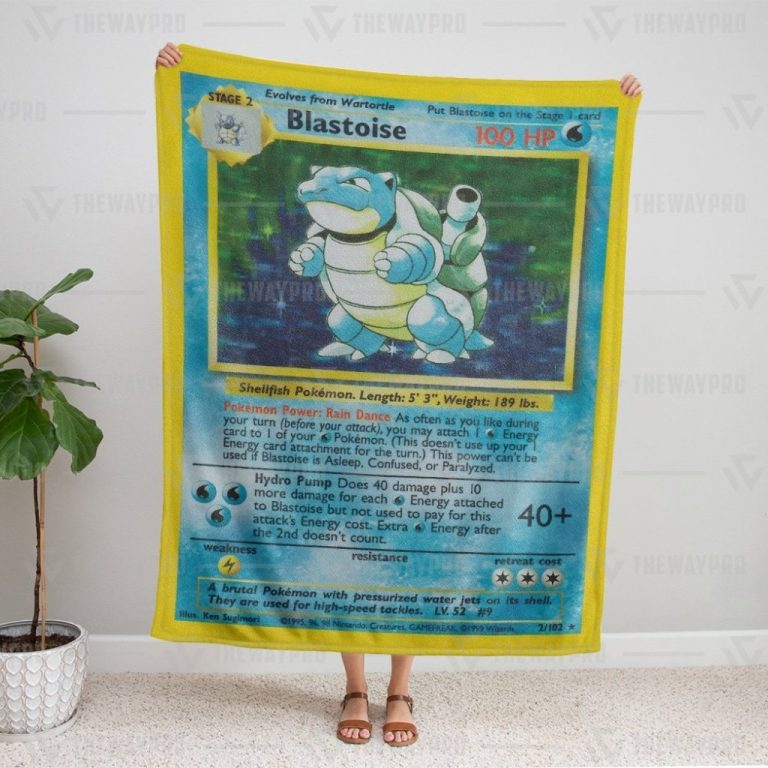 Blastoise Card Pokemon fleece blanket, rug 14