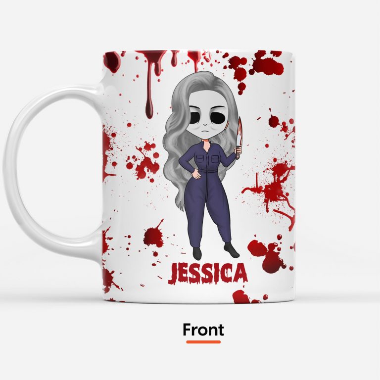 Blood stains are red ultraviolet light are blue I Watch Enough Murder Shows girl Halloween custom name mug 16