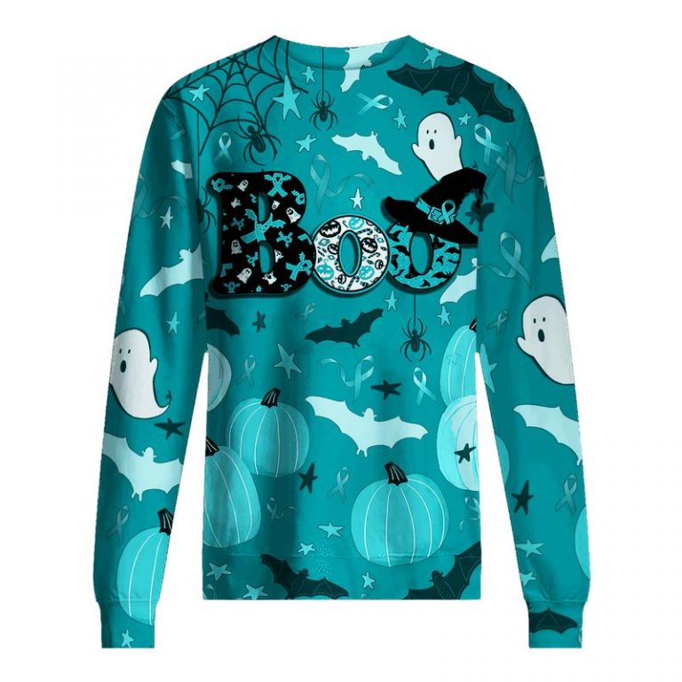 Boo Pumpkin Halloween Cervical Cancer Awareness 3d shirt, hoodie 15