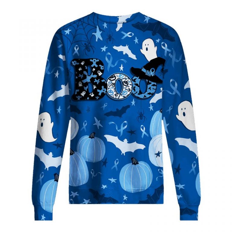 Boo Pumpkin Halloween Colorectal Cancer Awareness 3d shirt, hoodie 15