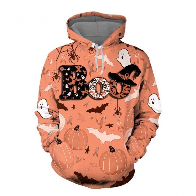 Boo Pumpkin Halloween Endometrial Cancer Awareness 3d shirt, hoodie 12