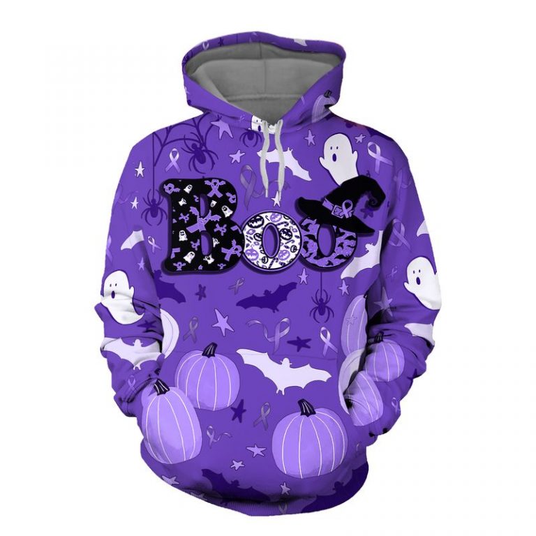 Boo Pumpkin Halloween Pancreatic Cancer Awareness 3d shirt, hoodie 13