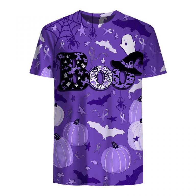Boo Pumpkin Halloween Pancreatic Cancer Awareness 3d shirt, hoodie 12