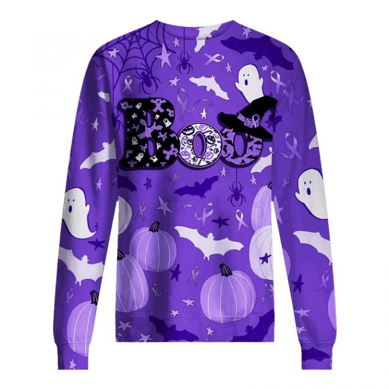 Boo Pumpkin Halloween Pancreatic Cancer Awareness 3d shirt, hoodie 15