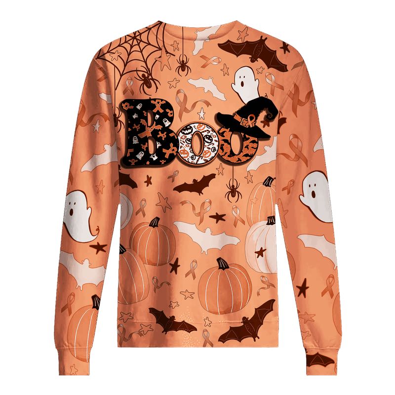 Boo Pumpkin Halloween Uterine Cancer Awareness 3d shirt, hoodie 2