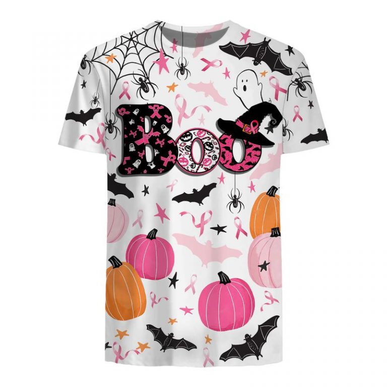 Boo pumpkin Halloween Breast Cancer Awareness 3d shirt, hoodie 18