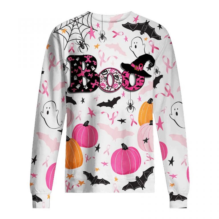 Boo pumpkin Halloween Breast Cancer Awareness 3d shirt, hoodie 21