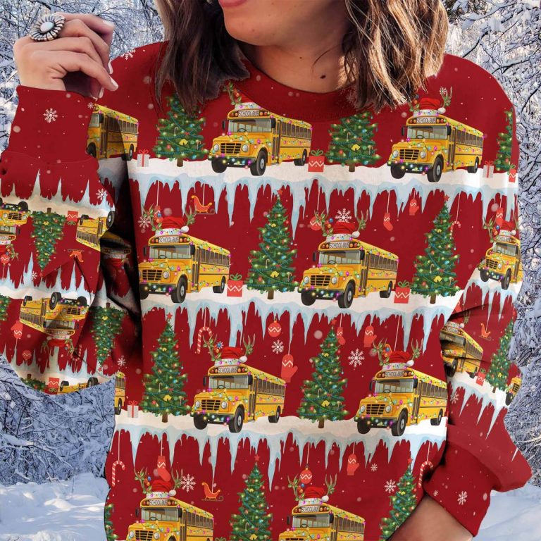 Bus driver Christmas tree red sweatshirt 12