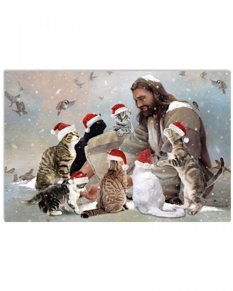 Cat Jesus Christmas Horizontal Poster 8