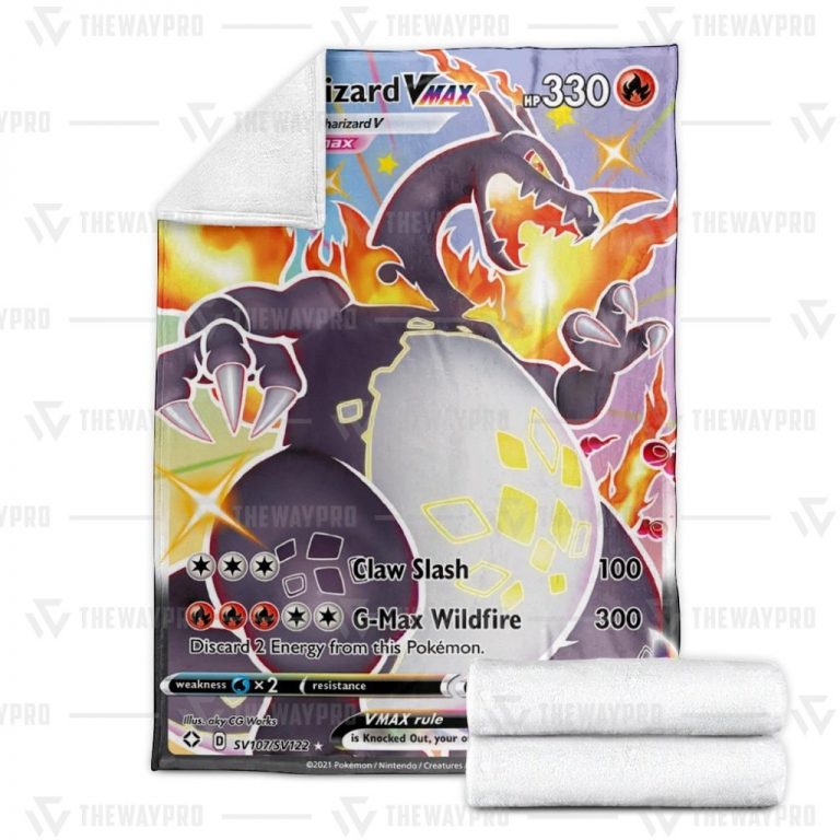 Charizard VMAX Shining Fates Pokemon fleece blanket 11