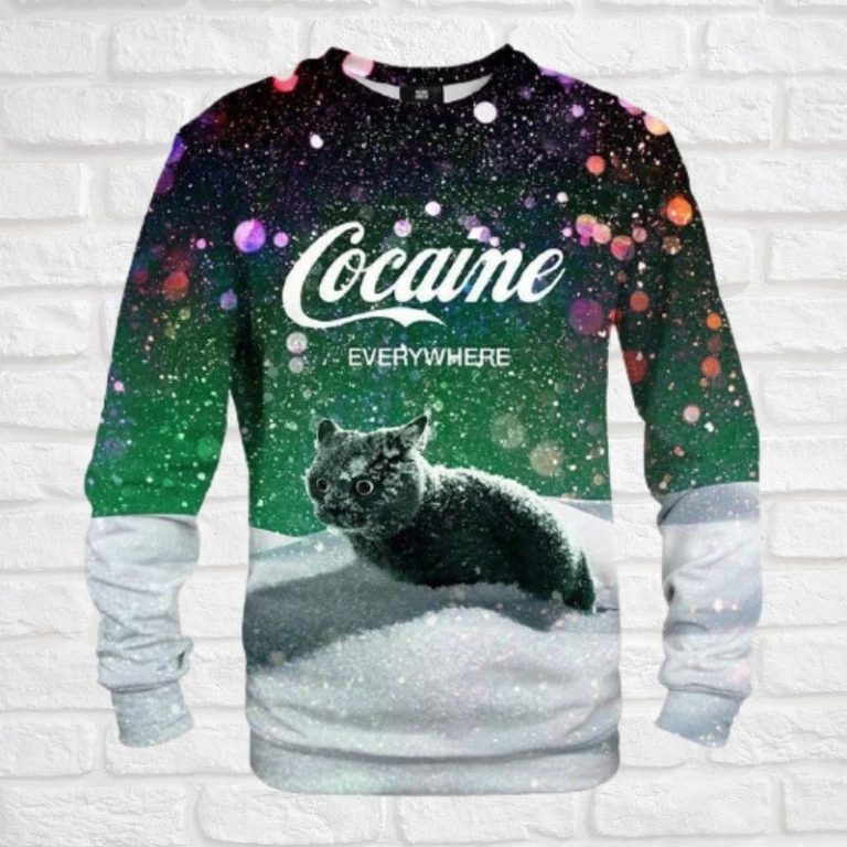 Cocaine Cat snow Everywhere 3d sweatshirt 12