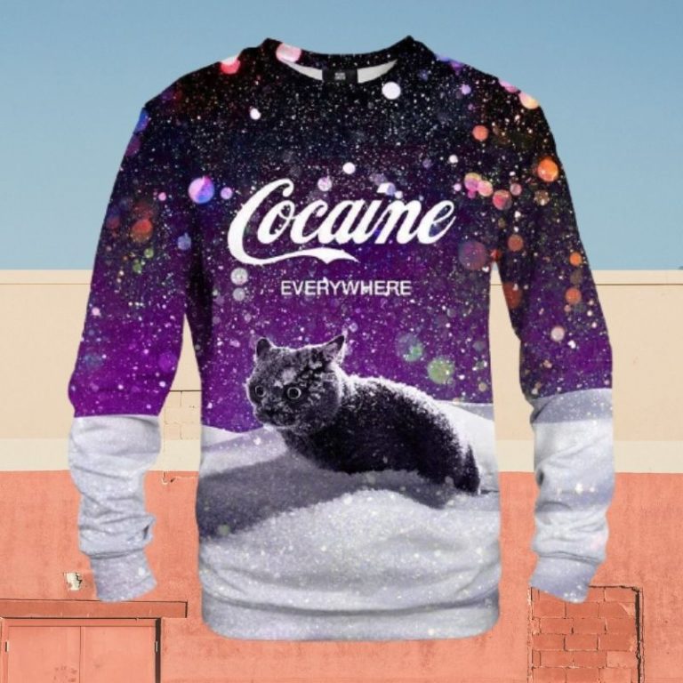 Cocaine Cat snow Everywhere 3d sweatshirt 11