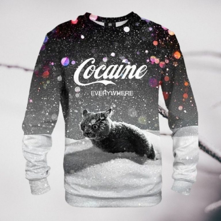 Cocaine Cat snow Everywhere 3d sweatshirt 10