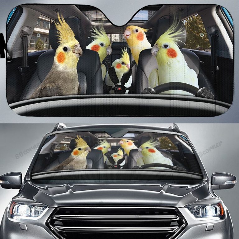 Cockatiel Parrot family car sunshade 10