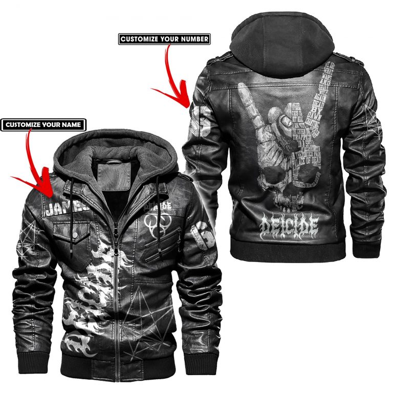 Deicide skull band custom leather jacket 8