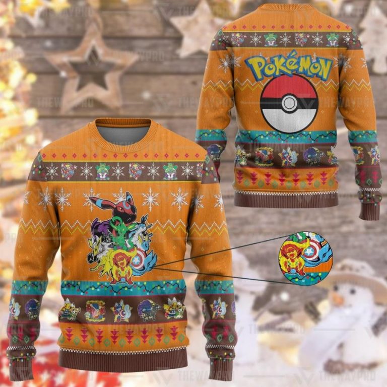 Eevengers Pokemon Christmas Knitted Sweatshirt, sweater 8
