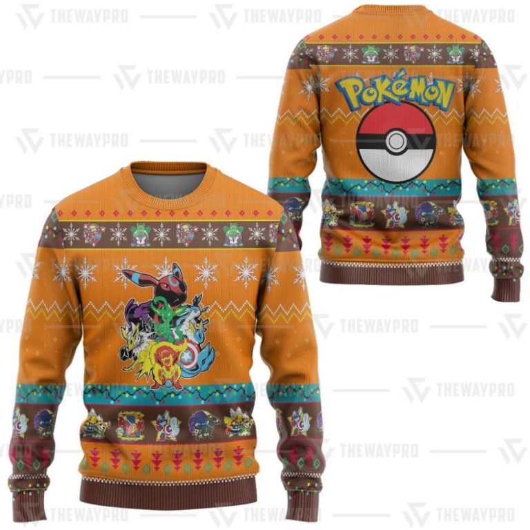 Eevengers Pokemon Christmas Knitted Sweatshirt, sweater 10