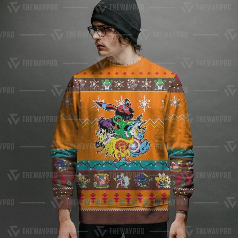 Eevengers Pokemon Christmas Knitted Sweatshirt, sweater 12
