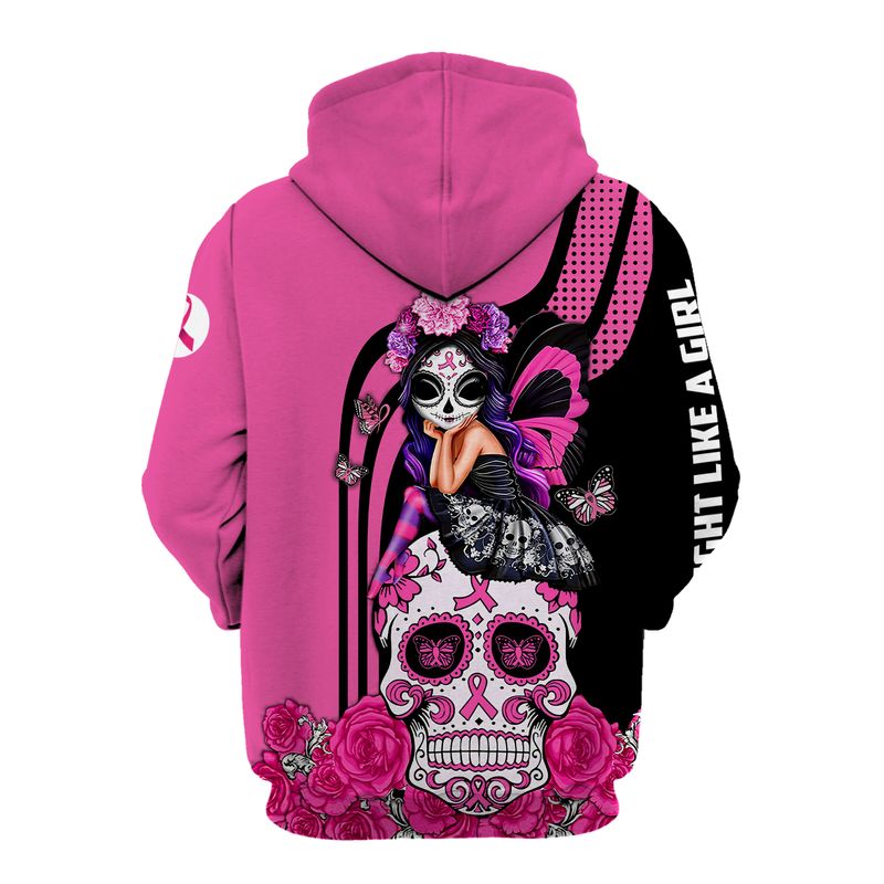 Fight Like A Girl Breast Cancer Awareness Sugar Skull Fairy 3d shirt, hoodie 16