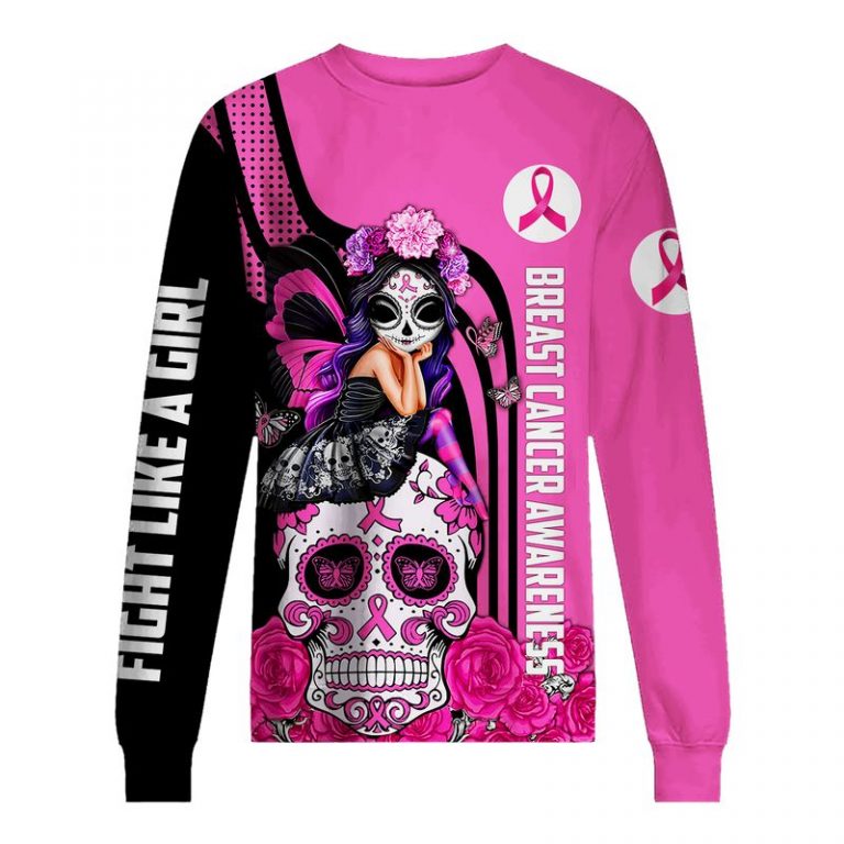 Fight Like A Girl Breast Cancer Awareness Sugar Skull Fairy 3d shirt, hoodie 25