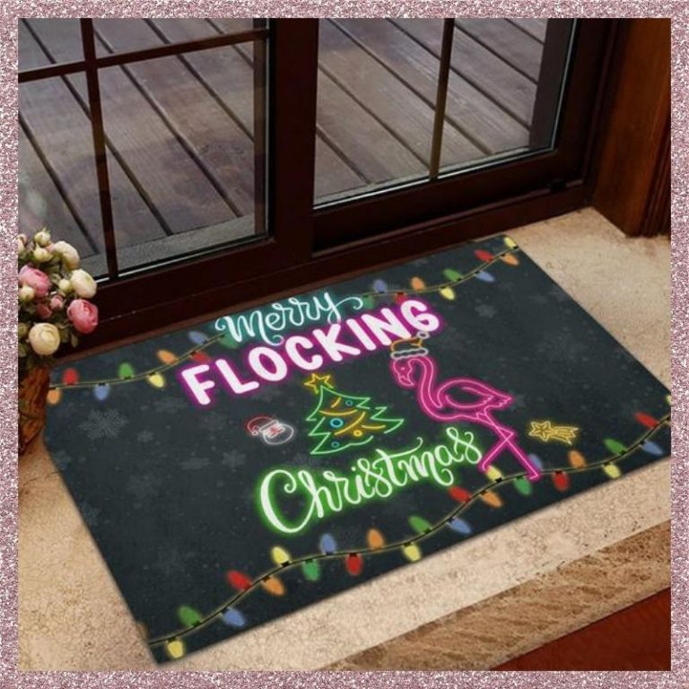 Flamingo Merry Flocking Christmas Doormat 9