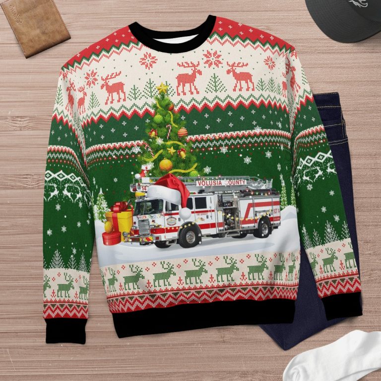 Florida Volusia County Fire Department Christmas sweater, sweatshirt 10