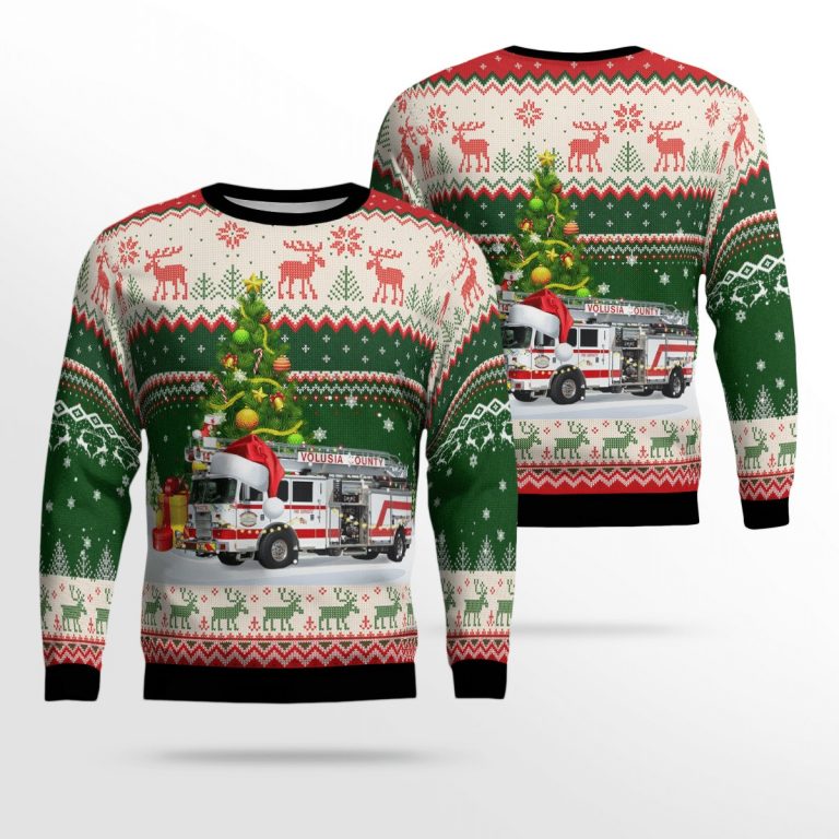 Florida Volusia County Fire Department Christmas sweater, sweatshirt 12