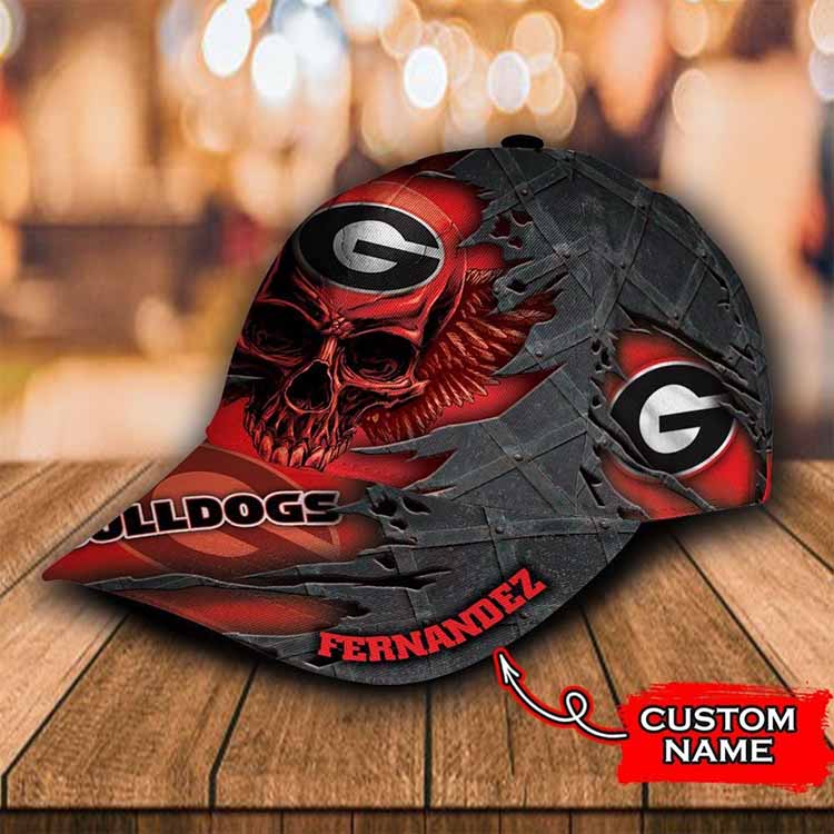 Georgia Bulldogs Skull Custom Name Cap Hat