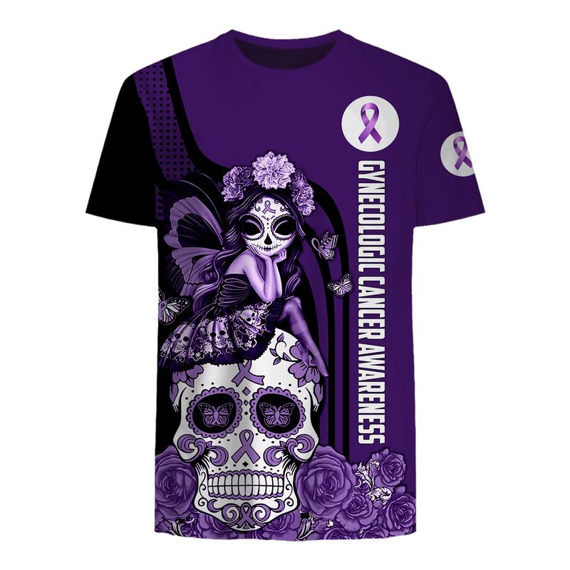 Gynecologic Cancer Awareness Sugar Skull Fairy 3d shirt, hoodie 9