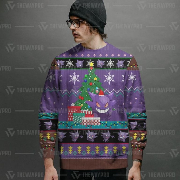 HOT Pokemon Gengar Knitted Christmas sweater, sweatshirt 12