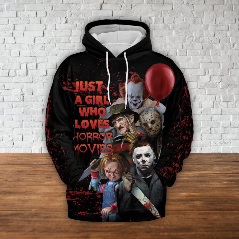 Horror Characters just a girl who loves horror movies 3d hoodie 8