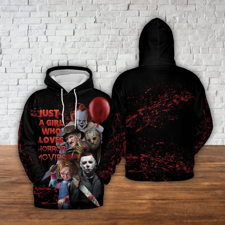 Horror Characters just a girl who loves horror movies 3d hoodie 10