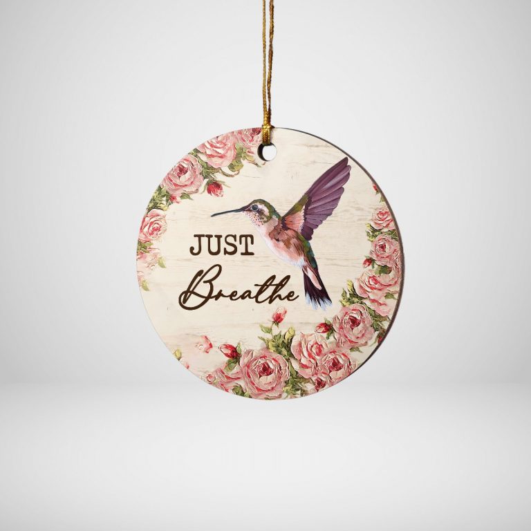 Hummingbird just breathe flower hanging ornament 20