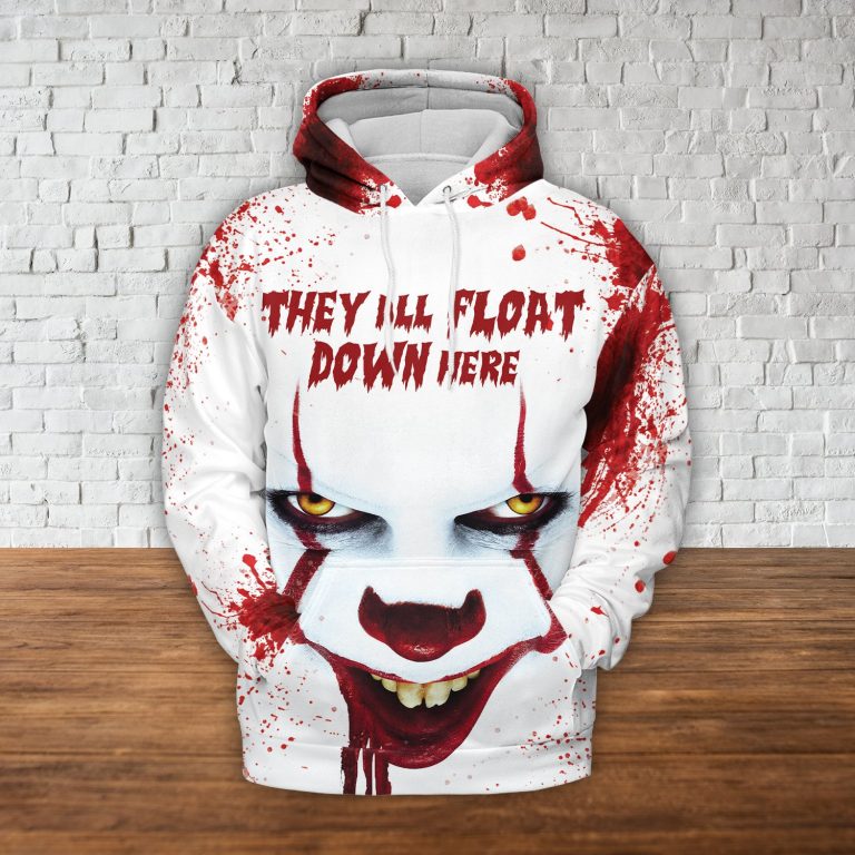 IT Pennywise blood they all float down here 3d hoodie 10